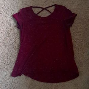 A Burgundy Tee with a Cross back